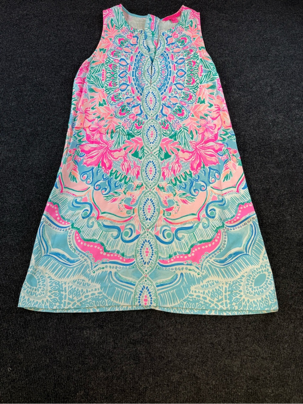 Lilly Pulitzer Pink, Aqua & Green Floral Sleeveless Swim Cover-Up